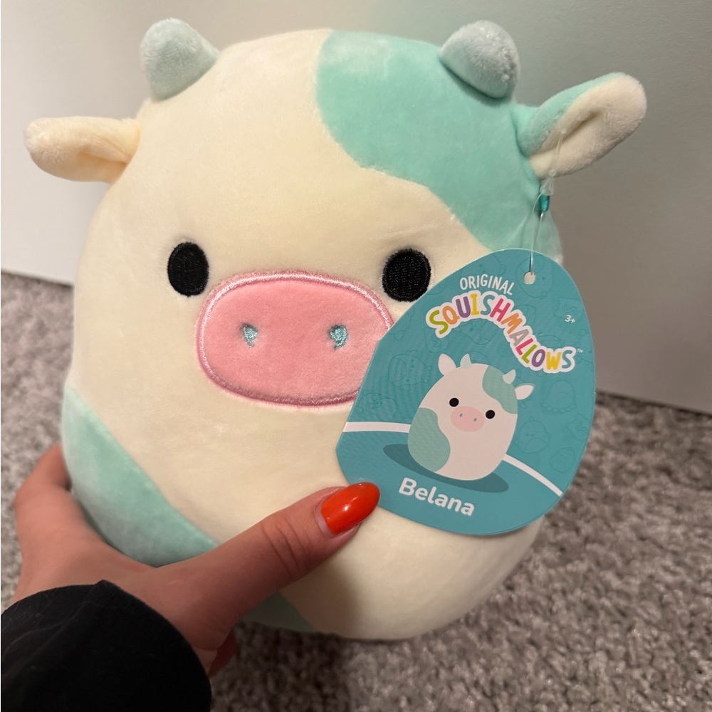 Squishmallows Belana Cow Plush - Cream, Mint, and Pink